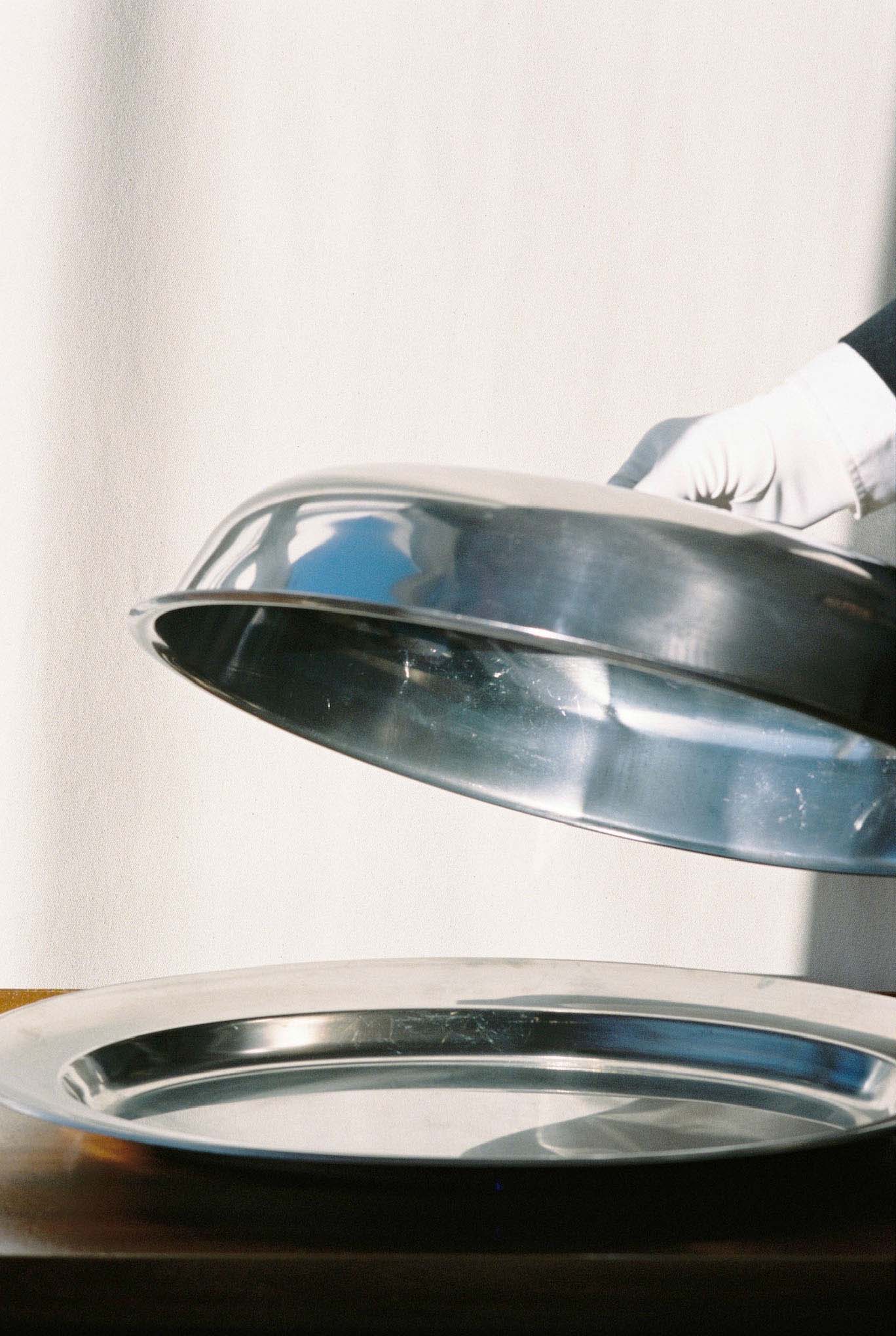 Stainless Steel Server and Cloche available for prop hire in Cape Town