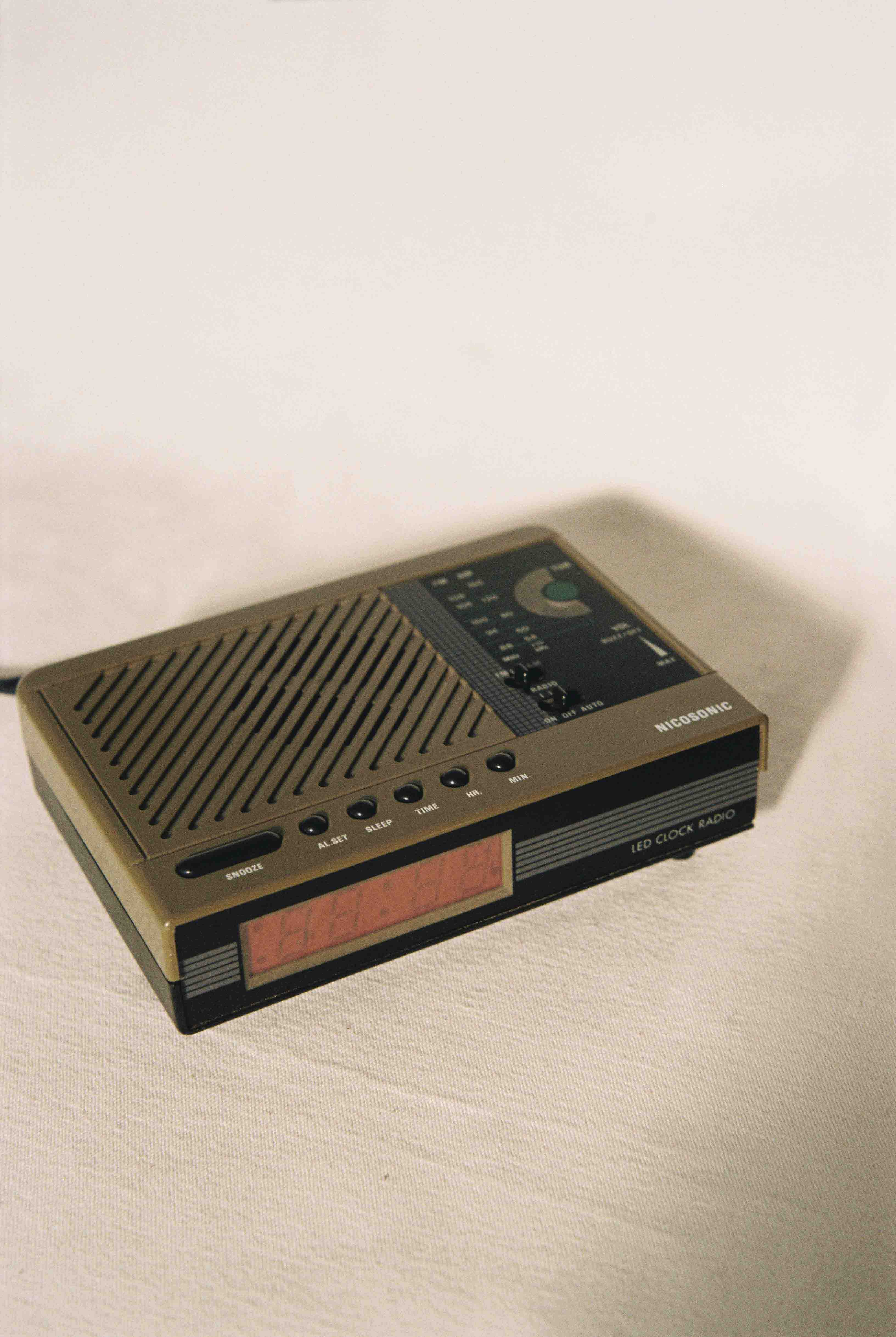Nicosonic LED Alarm Clock AM/FM Radio available for prop hire in Cape Town