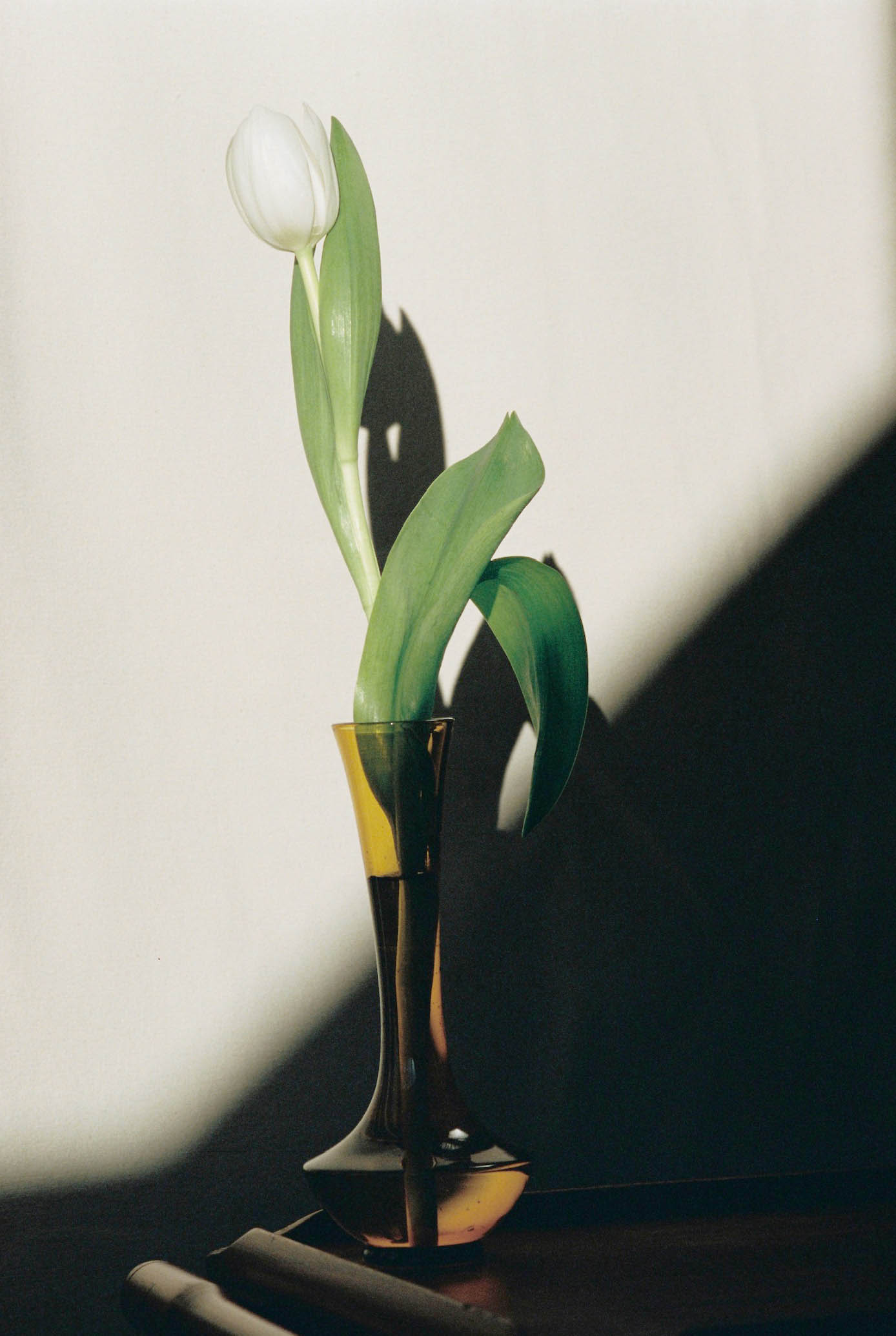 Empoli Amber Glass Bud Vase available for prop hire in Cape Town
