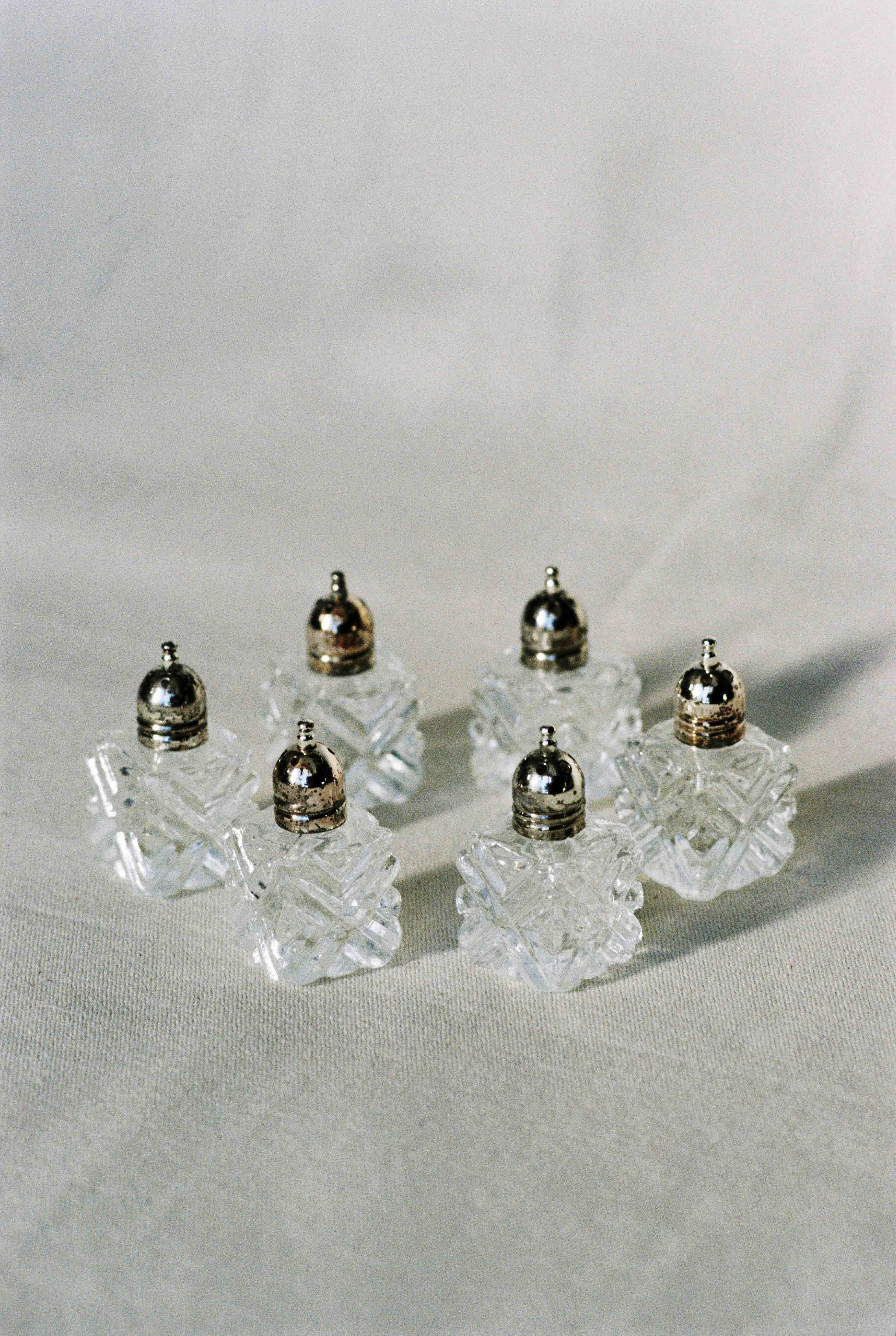 Elweco Crystal Salt and Pepper Pots available for prop hire in Cape Town
