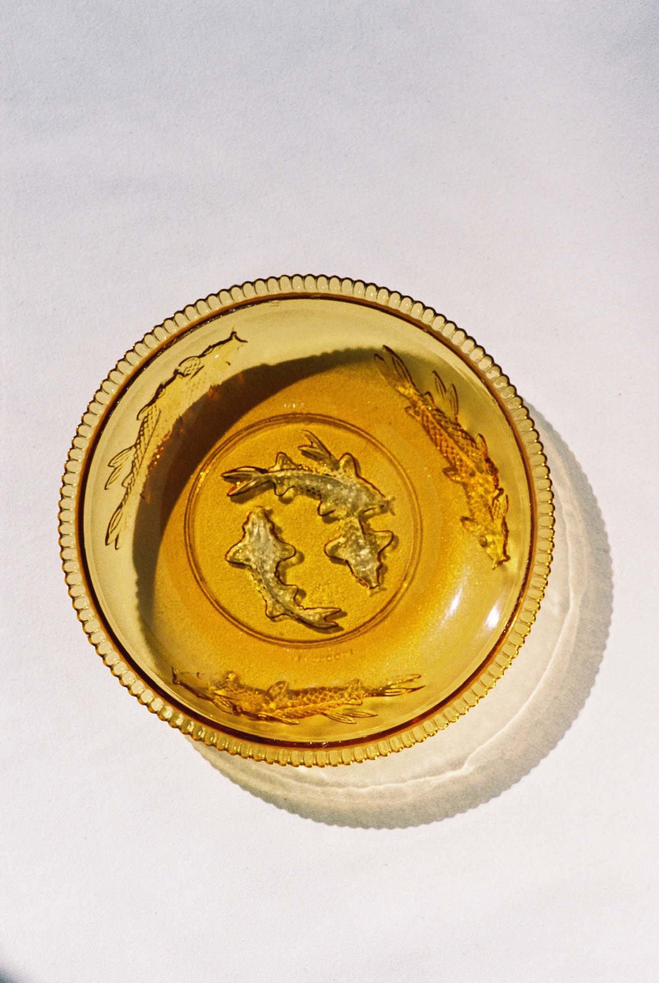KIG Amber Embossed Koi Dish available for prop hire in Cape Town