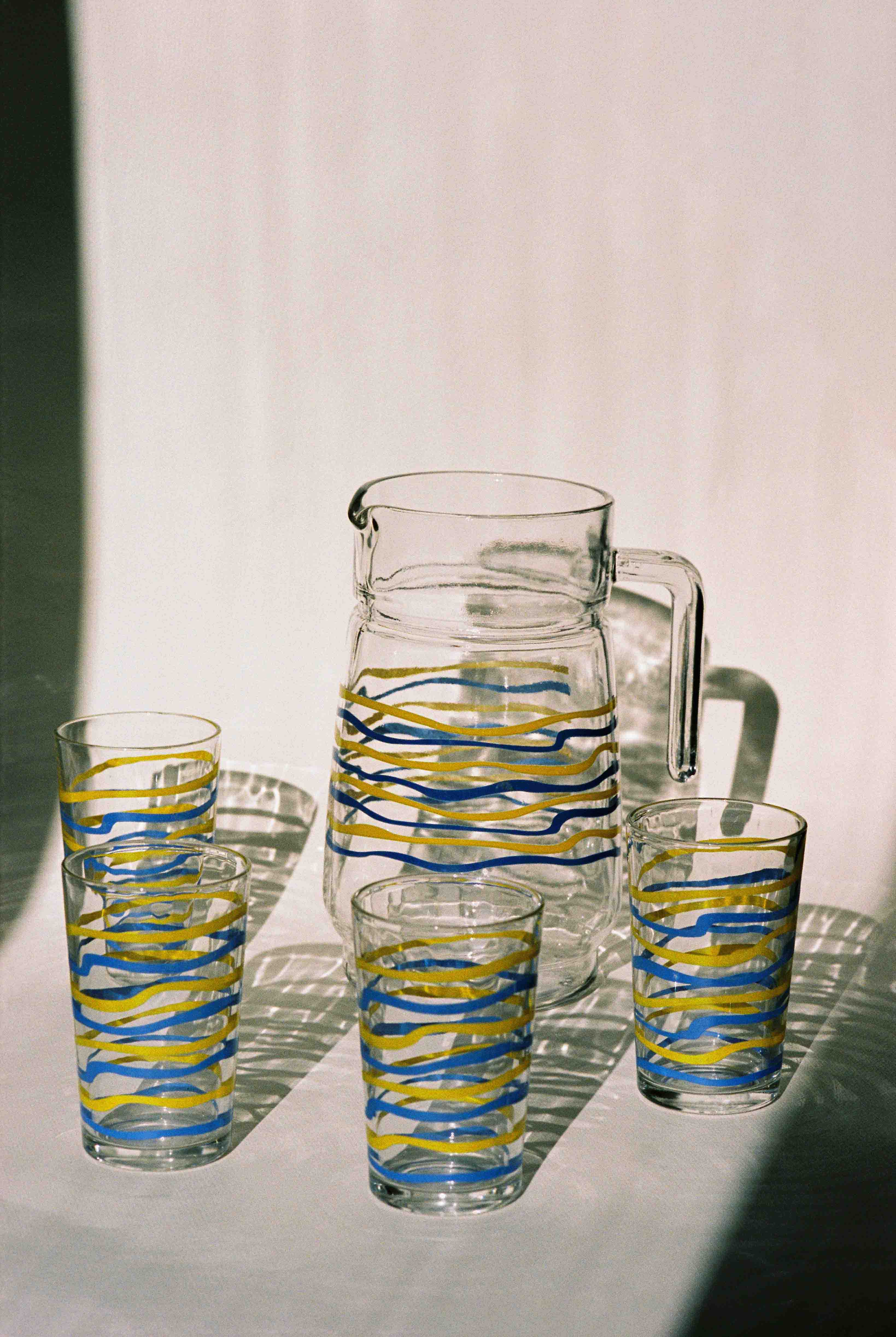 Swirl Glass and Pitcher Set available for prop hire in Cape Town