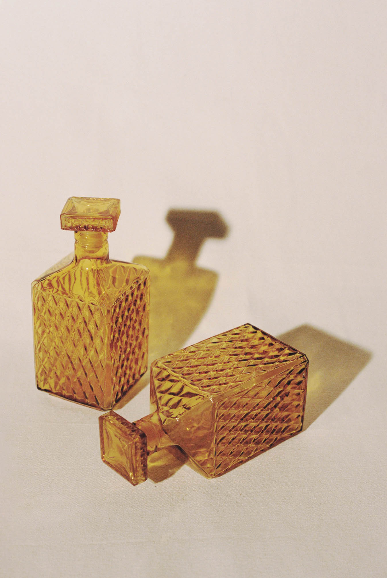 Amber Diamond Quilted Decanters available for prop hire in Cape Town